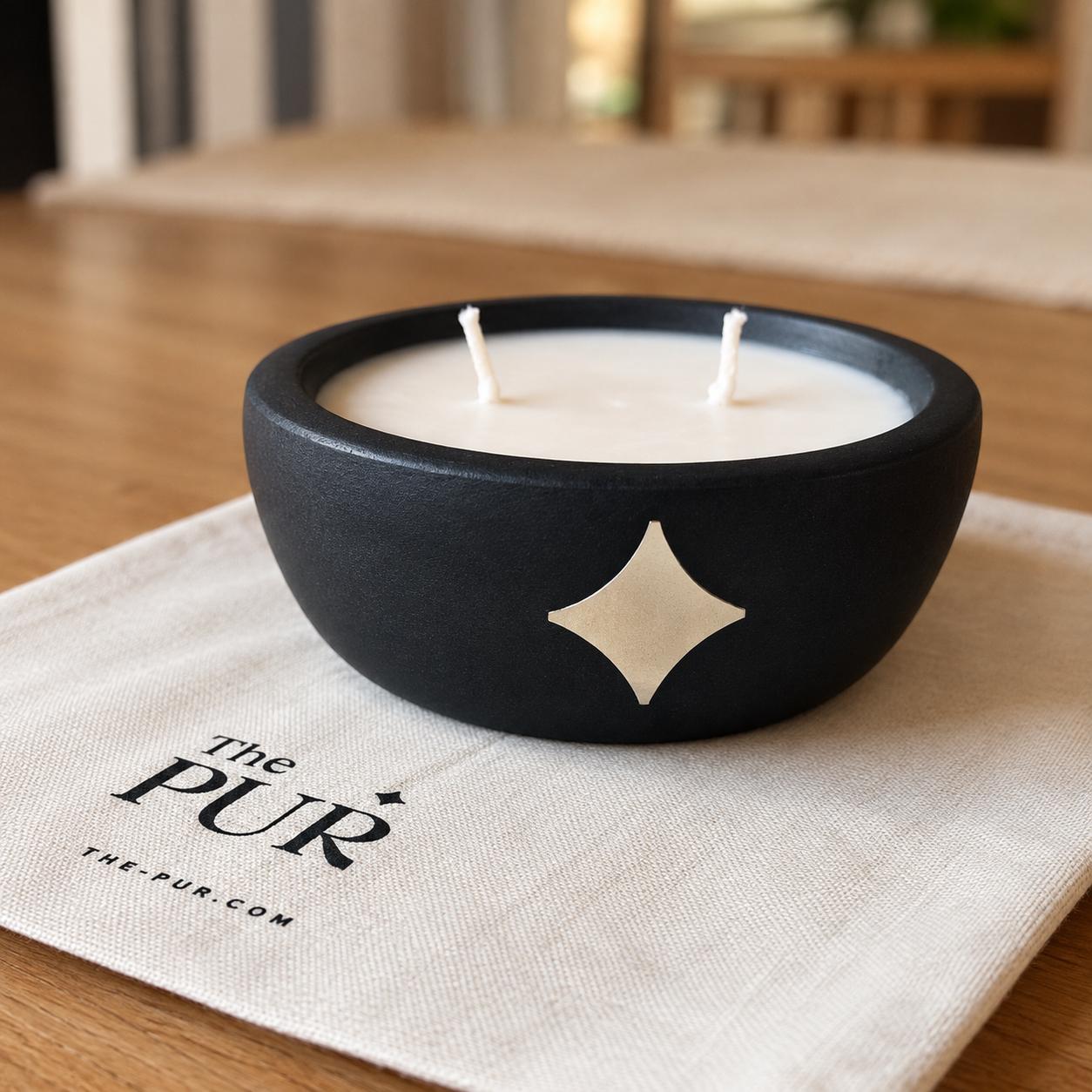 CANDLE THE PUR DE SOJA  EN CUENCO MADERA CON 2 PABILOS